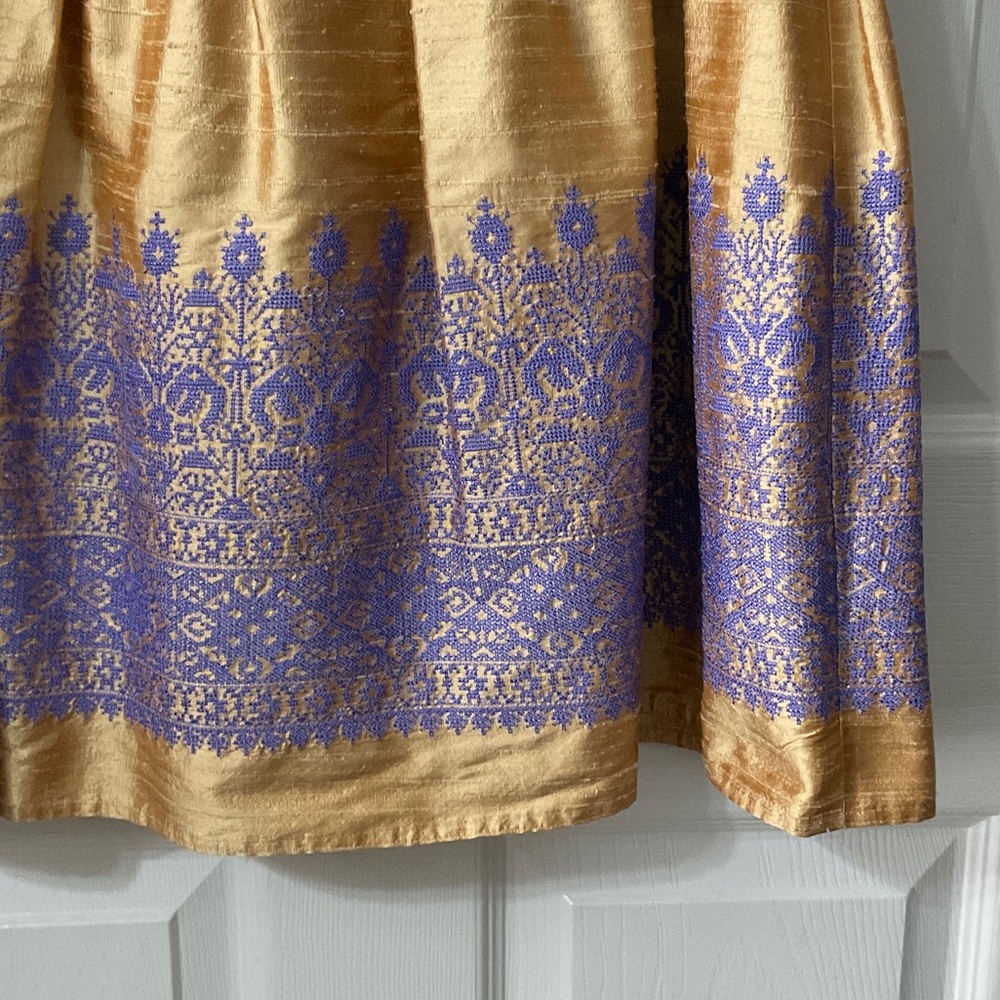 Kay Unger Gold and Purple Midi Dress - Picture 3 of 6